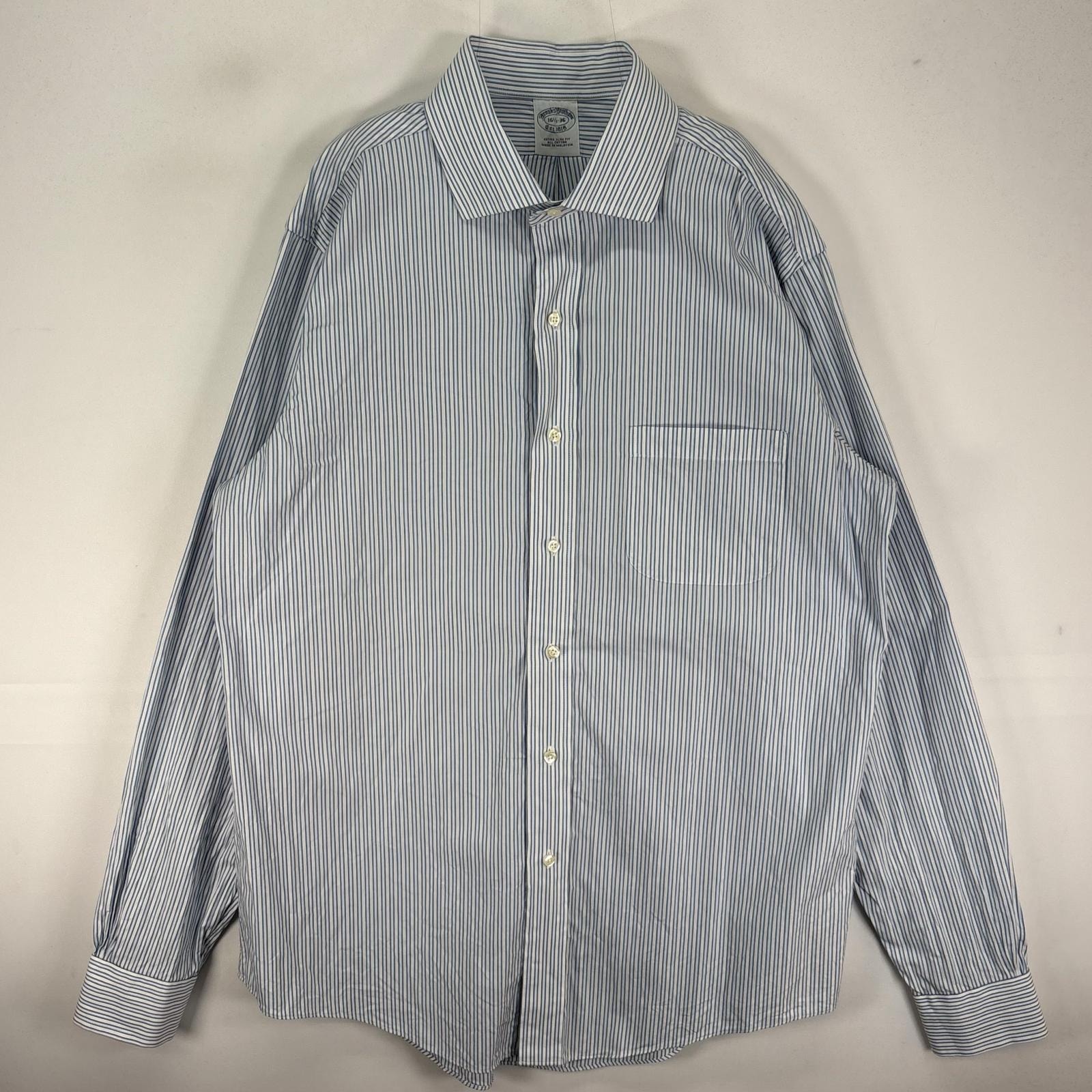 古着 ブルックスブラザーズ Brooks Brothers 長袖シャツ 胸ポケ L  ブルー系 ストライプ メンズ