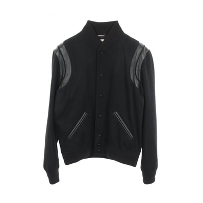 サンローランパリ SAINT LAURENT PARIS TEDDY テディジャケット スタジャン 衣料品 アウター ウール レザー メンズ ブラック系 354718 【中古】