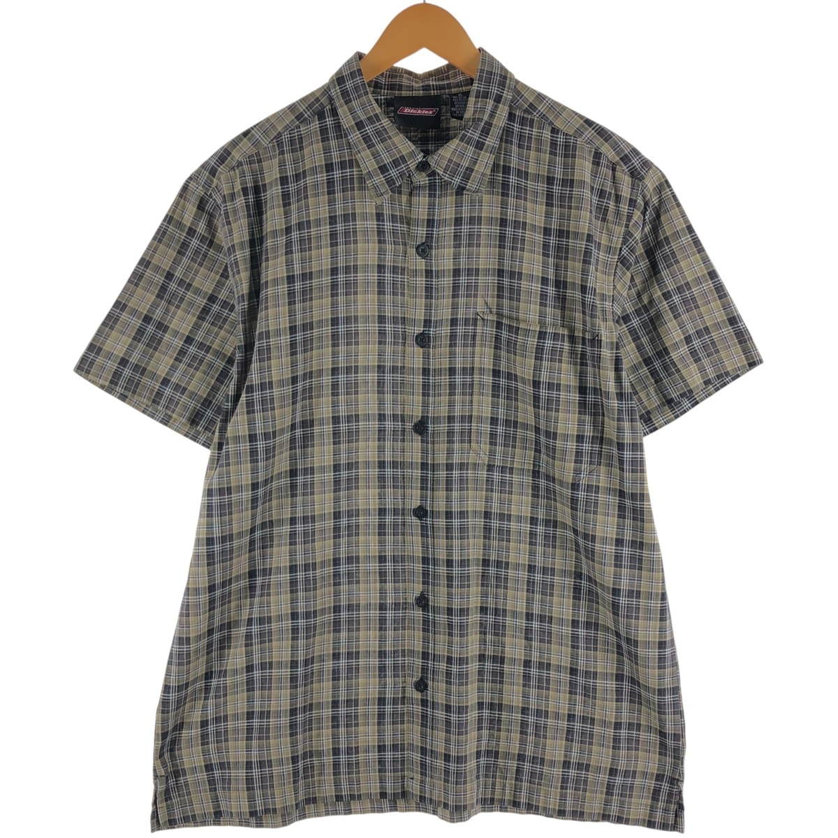 古着 ディッキーズ Dickies チェック柄 半袖 ワークシャツ ボックスシャツ メンズXL相当/eaa536421