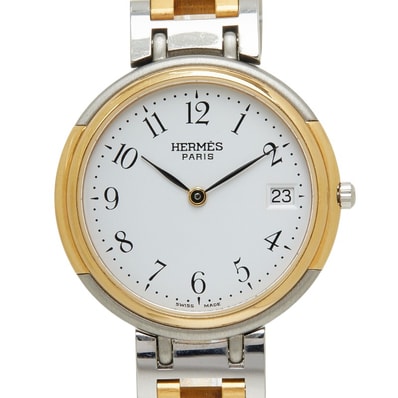 エルメス ウィンザー 腕時計 62.03 クオーツ ホワイト文字盤 ステンレススチール レディース HERMES 【中古】
