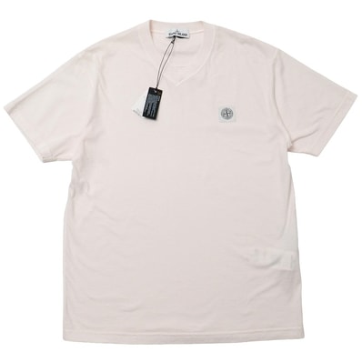 STONE ISLAND ストーンアイランド 半袖Tシャツ サイズL Vネック ロゴ刺繍 イタリア製 ブランド古着【中古】RA9010