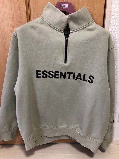 FEAR OF GOD ESSENTIALS Half Zip Pullover Sweater "Alfalfa Sage"