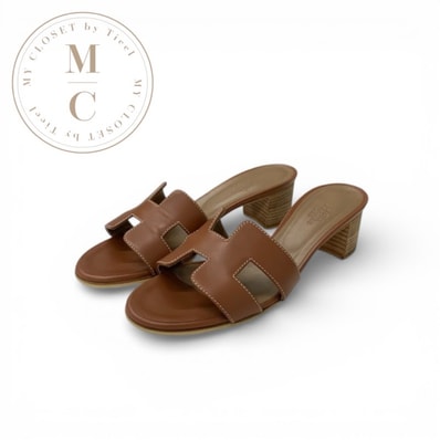 エルメス HERMES オアジス サンダル 靴 シューズ レザー ブラウン ミュール