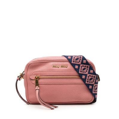 ミュウ ミュウ マドラス 斜め掛け ショルダーバッグ ピンク レザー レディース Miu Miu 中古