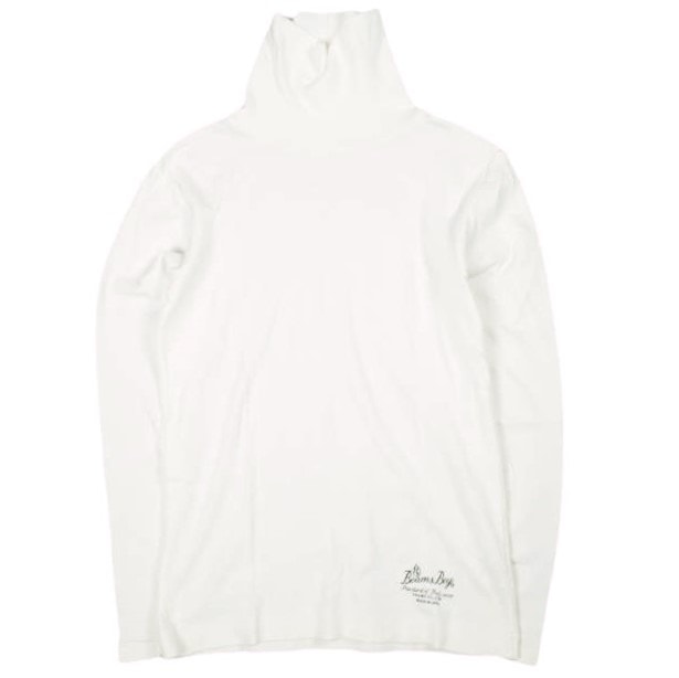 BEAMS BOY ビームスボーイ 日本製 フライス タートルネックカットソー 13-14-0063-654 ONE SIZE WHITE 長袖 Tシャツ トップス g25935