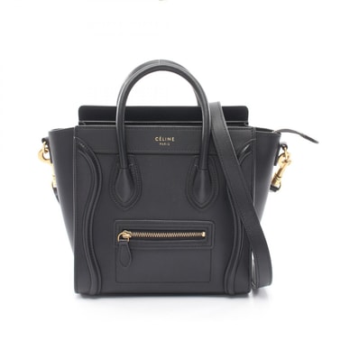 セリーヌ CELINE ラゲージ ナノショッパー 2WAY ハンドバッグ バッグ レザー レディース ブラック系 【中古】