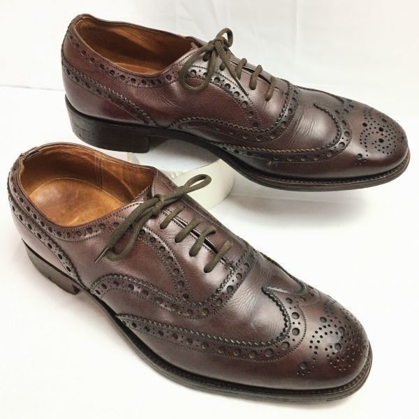 試着交換OK!80s-90sVintage  CHURCH'S 3都市 旧チャーチ フルブローグ size25.0-25.5-26.0相当 ウイングチップ ダークブラウン/茶/BROWN〉メンズ//men's 菅NO.WZE-119