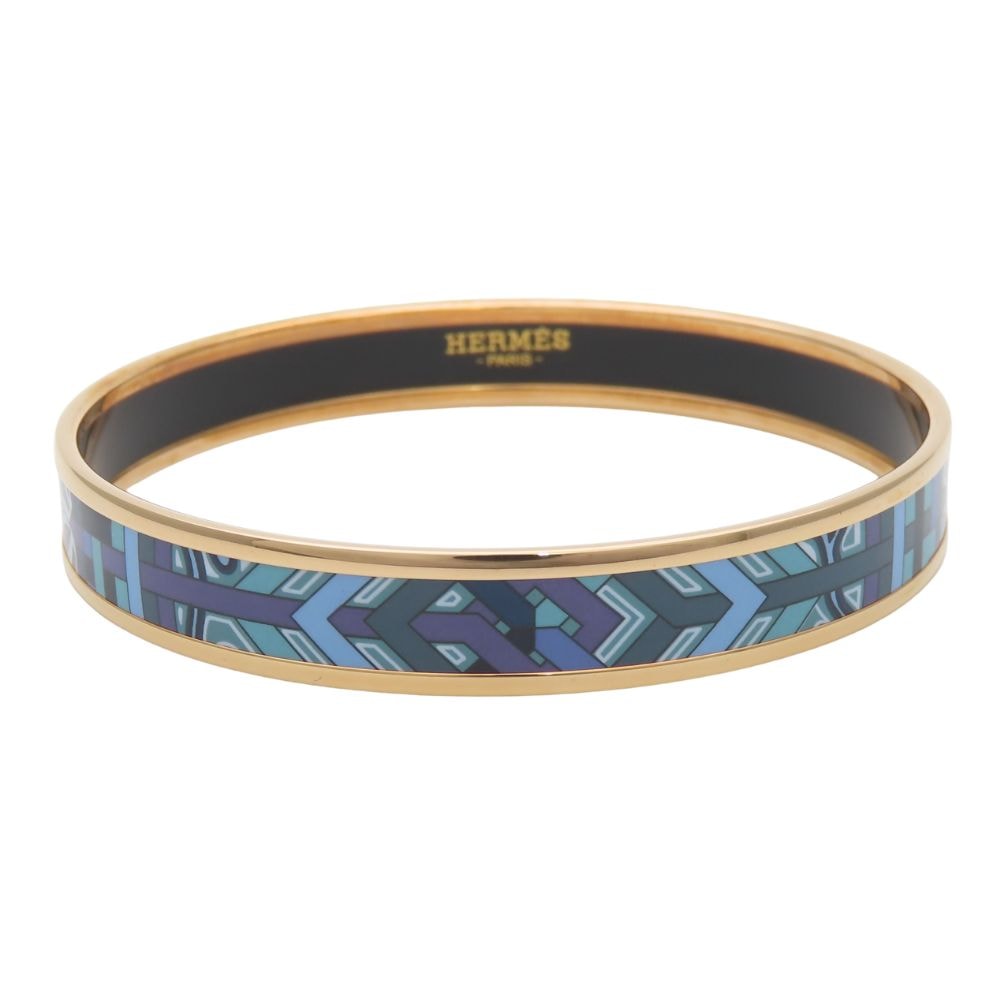 【中古】 エルメス ブレスレット エマイユPM メタル ブルー パープル ゴールド GP バングル 七宝焼き レディース 女性 HERMES
