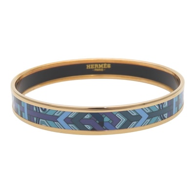 【中古】 エルメス ブレスレット エマイユPM メタル ブルー パープル ゴールド GP バングル 七宝焼き レディース 女性 HERMES