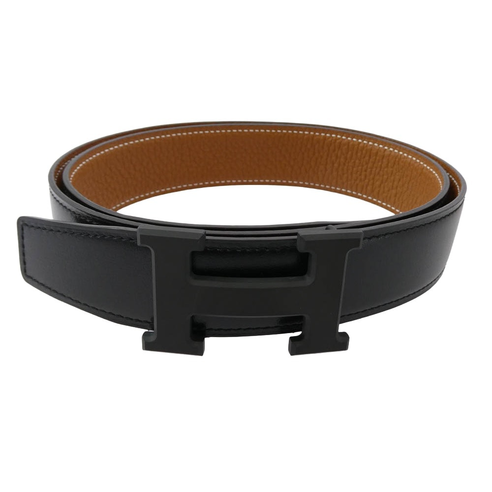 HERMES エルメス ベルト Hバックル コンスタンス リバーシブル ベルト U 刻印 ブラック系 80【極上美品】【中古】