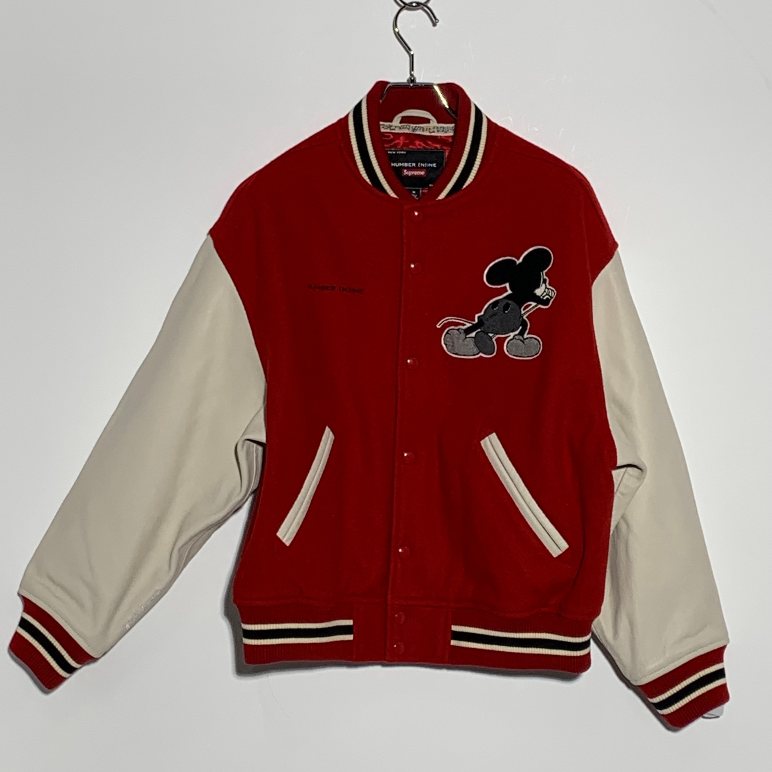 Supreme x Number (N)ine x Mickey Mouse Varsity Jacket "Red"