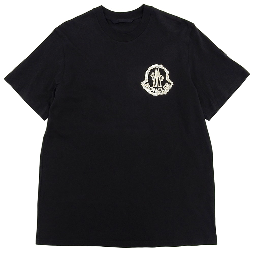 モンクレール コットン 胸ロゴ Tシャツ トップス メンズ 黒 ブラック XL 24年製 SS XL
