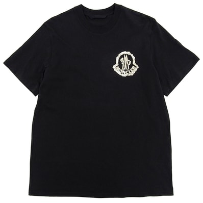モンクレール コットン 胸ロゴ Tシャツ トップス メンズ 黒 ブラック XL 24年製 SS XL