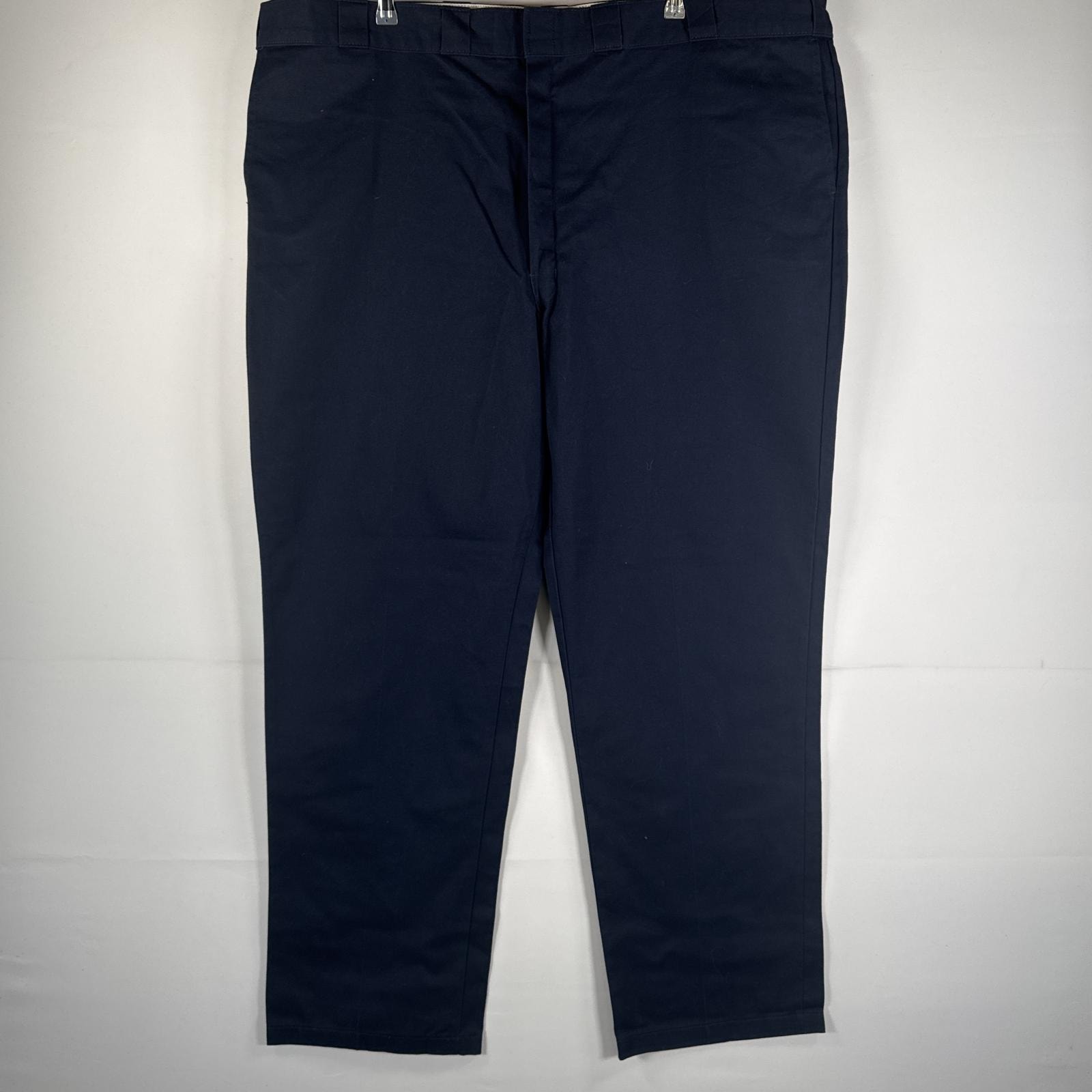 古着 ディッキーズ Dickies ワークパンツ ストレート 作業着 大きいサイズ ワンポイント刺繍 874 オリジナルフィット ネイビー メンズ