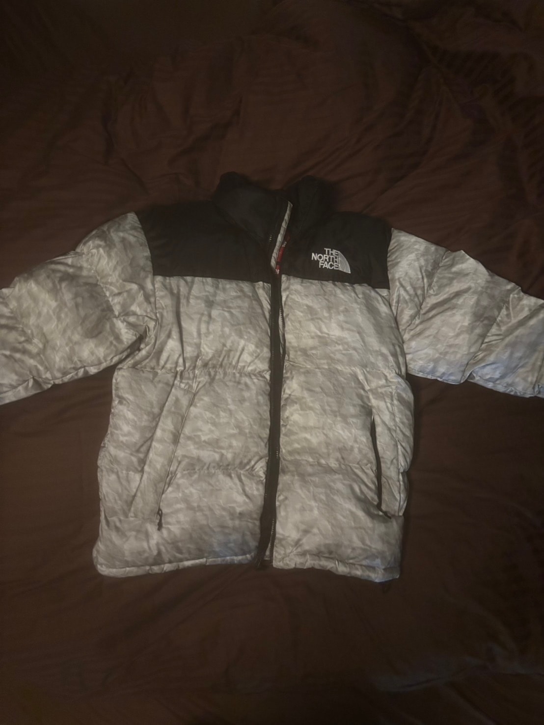 Supreme x The North Face Nuptse Jacket "White Paper Print"