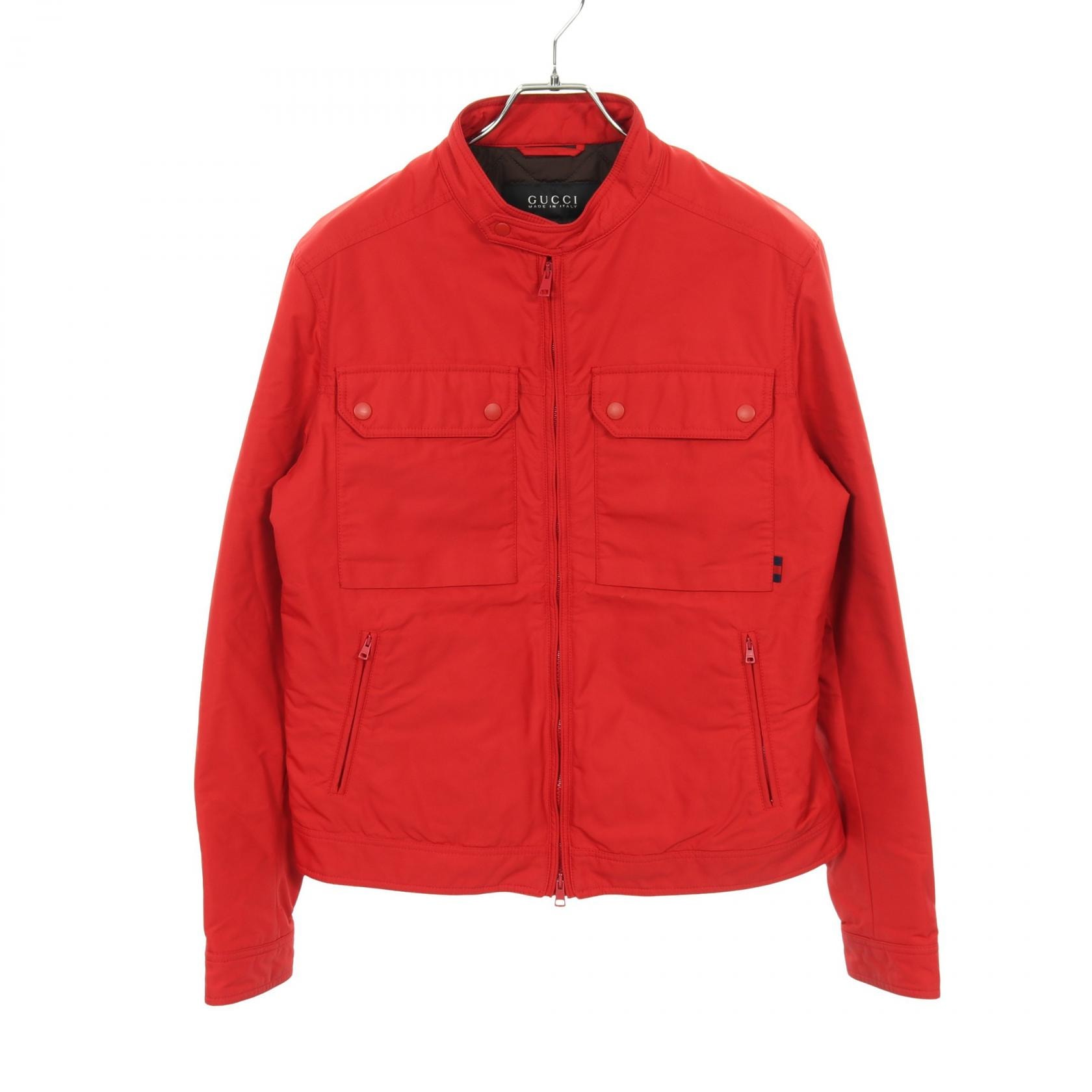 グッチ GUCCI ライダースジャケット 衣料品 アウター ナイロン メンズ レッド系 347508 【中古】