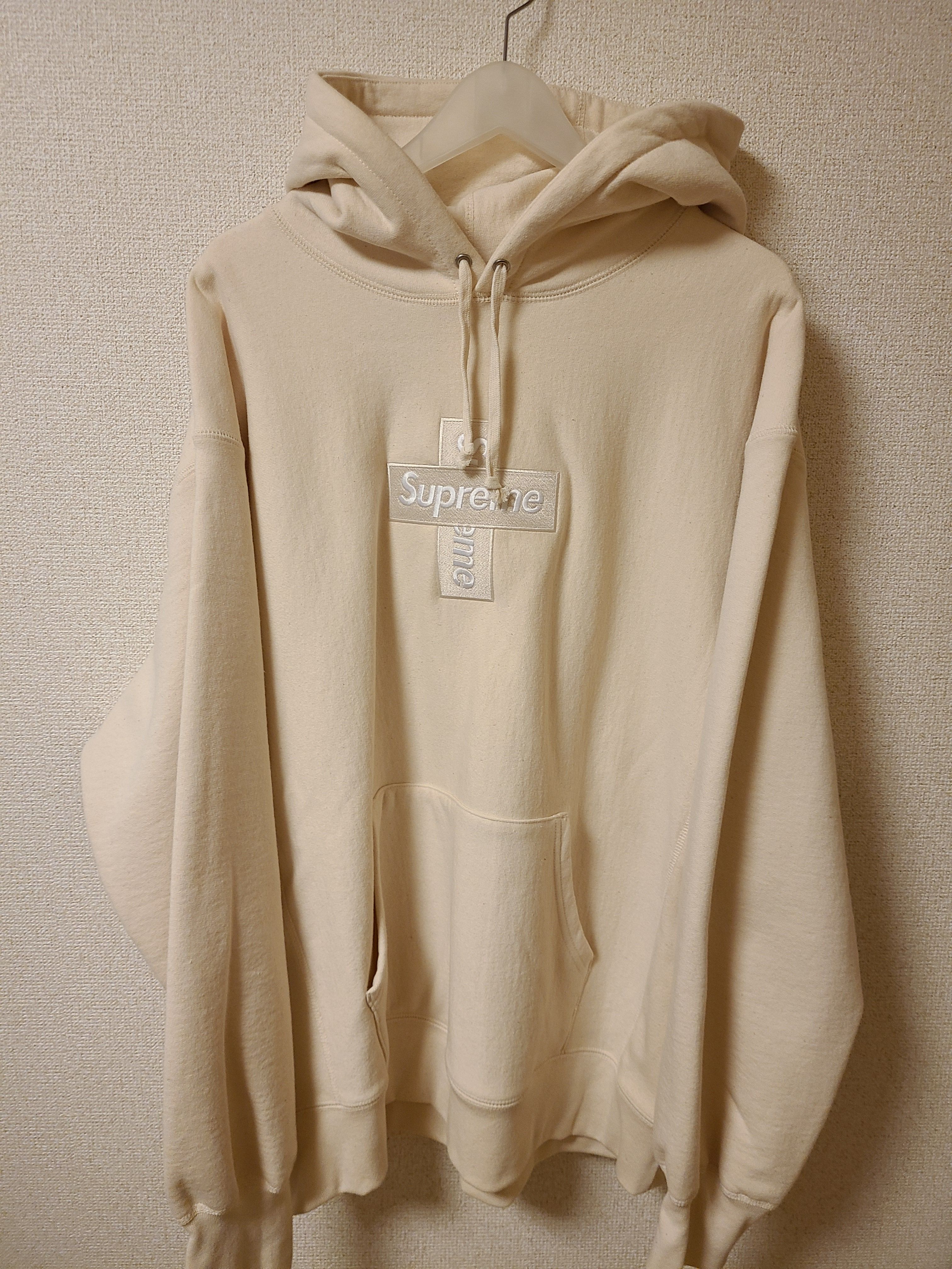 Supreme Cross Box Logo Hooded Sweatshirt "Natural"