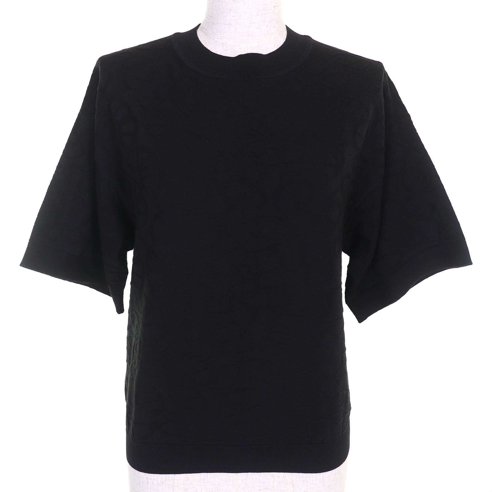 極美品 エルメス
 半袖ニット ナウサ・シェーヌ ブラック レディース 36 4E2649DC