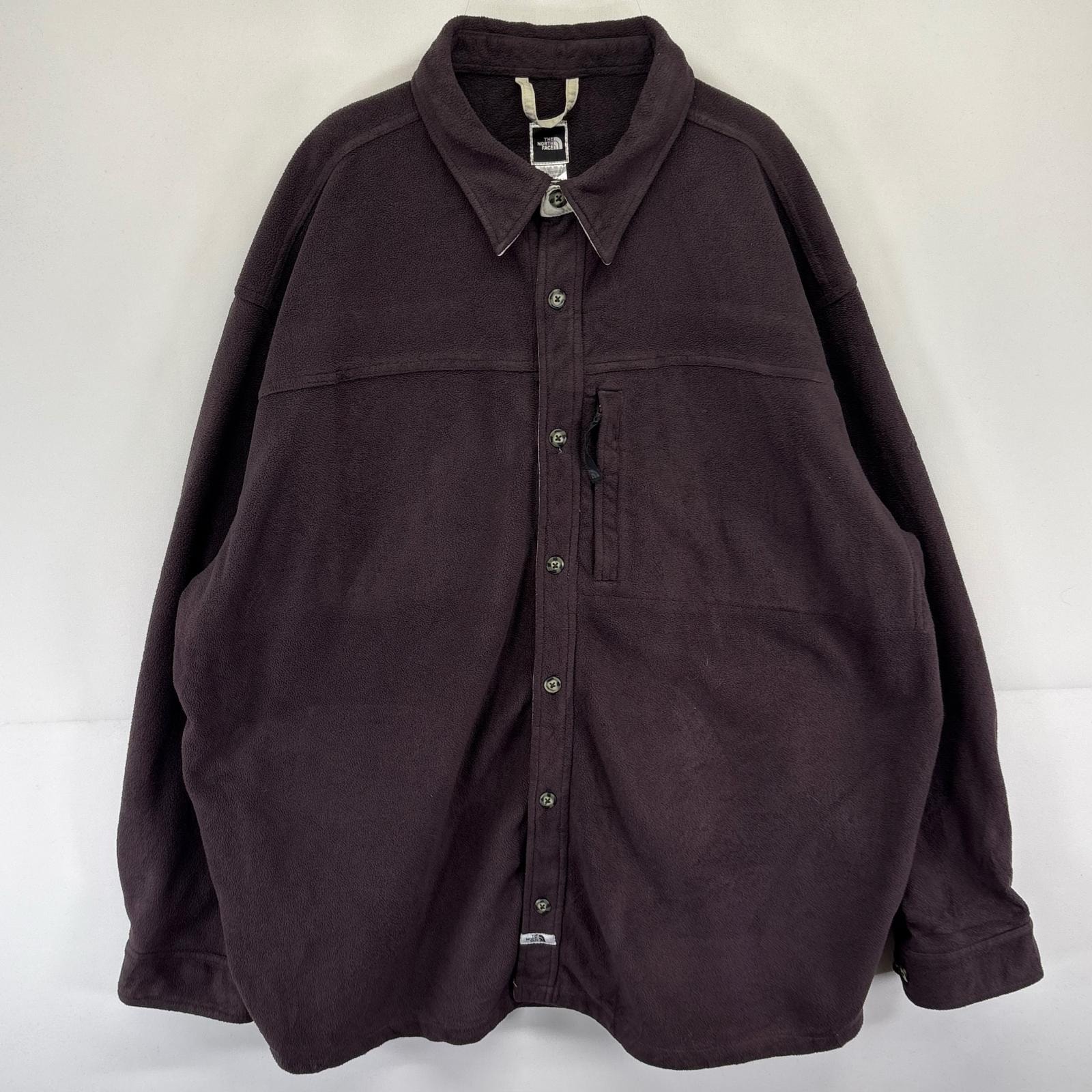 古着 ザ・ノースフェイス THE NORTH FACE ジャケット 長袖シャツジャケット 大きいサイズ ロゴ 刺繍 フリース 2XL  パープル系 メンズ