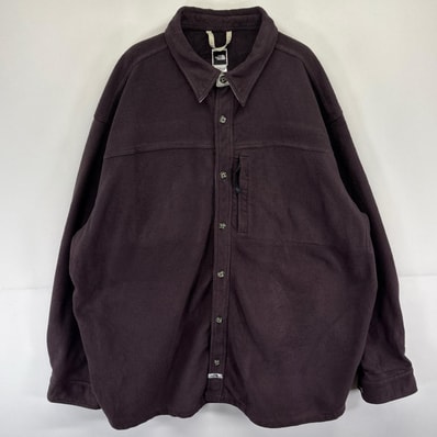 古着 ザ・ノースフェイス THE NORTH FACE ジャケット 長袖シャツジャケット 大きいサイズ ロゴ 刺繍 フリース 2XL パープル系 メンズ