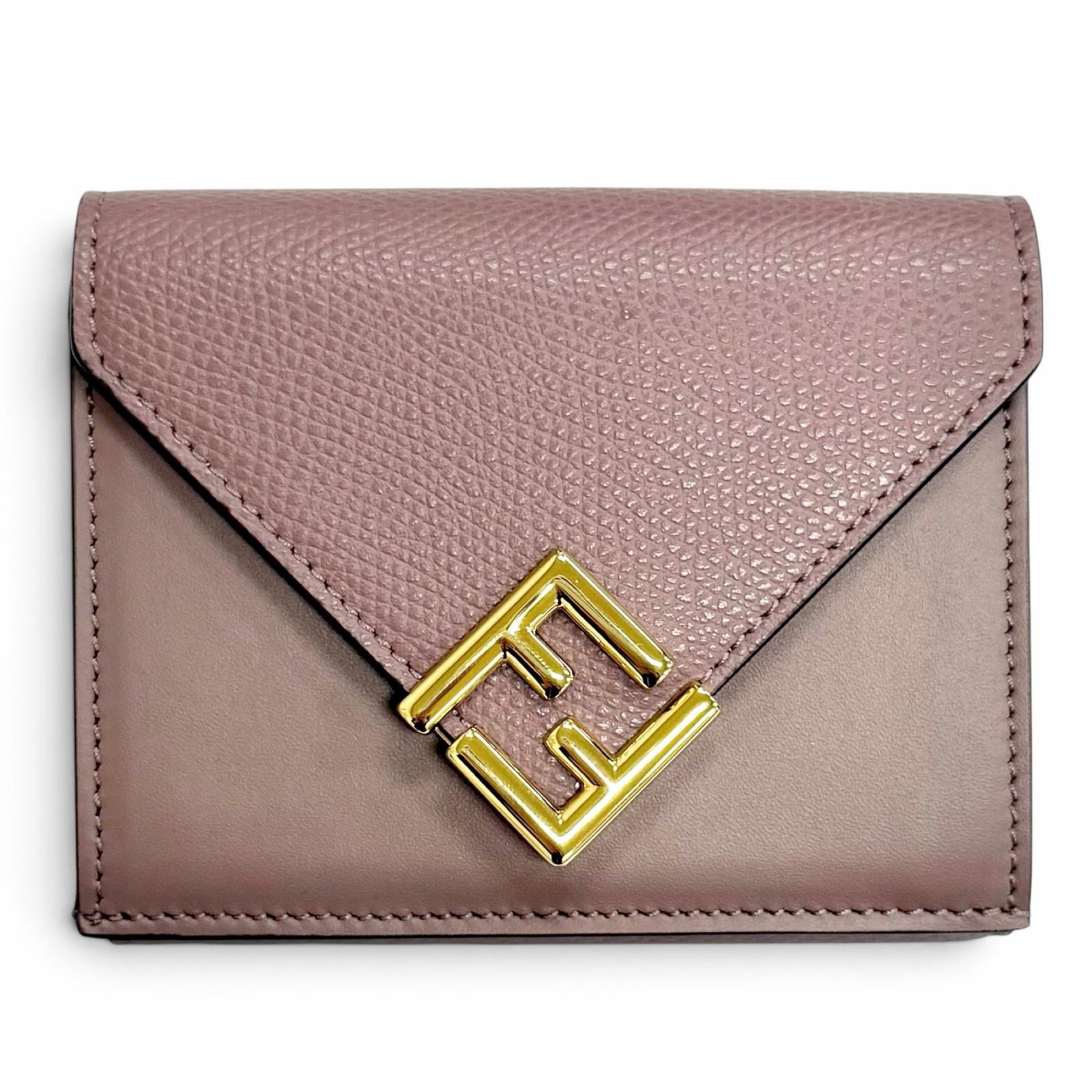 極美品 フェンディ FFダイヤモンド レザー コンパクトウォレット 8M0480