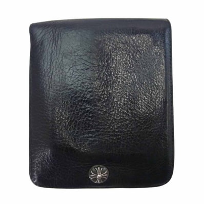 CHROME HEARTS クロムハーツ(原本無) ウォレット 1SNAP 1スナップ クロスボール レザー ウォレット 二つ折り財布 ブラック系【中古】