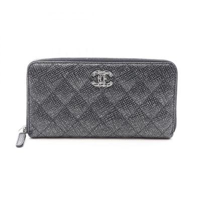 シャネル CHANEL マトラッセ ラメ ラウンド長財布 財布 キャビアスキン(グレインドカーフ) レディース ブラック系 【中古】