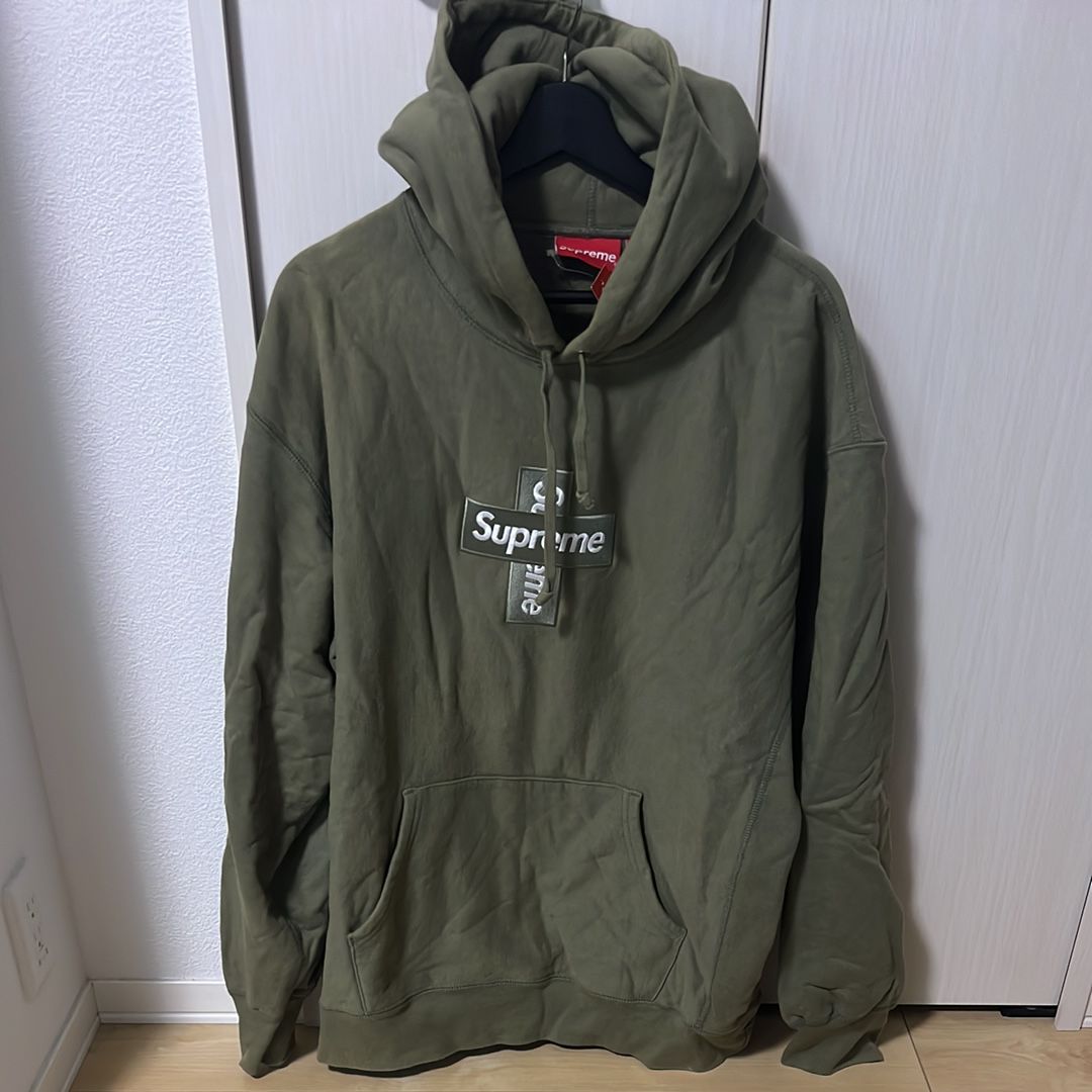 Supreme Cross Box Logo Hooded Sweatshirt "Light Olive"