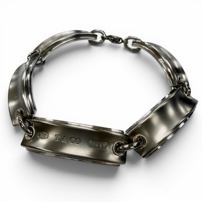 美品 ティファニー ブレスレット プレートリンク 1837 シルバー メンズ