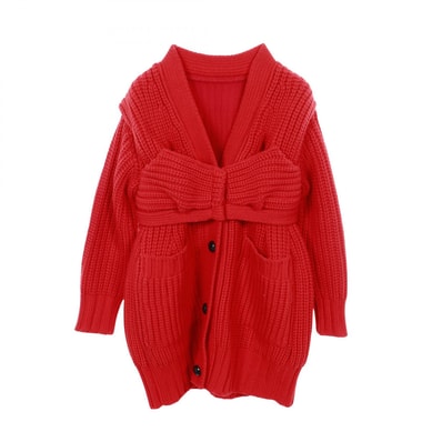 サカイ Sacai エルバーパッチ カーディガン ニット 衣料品 アウター ウール レディース レッド系 【中古】