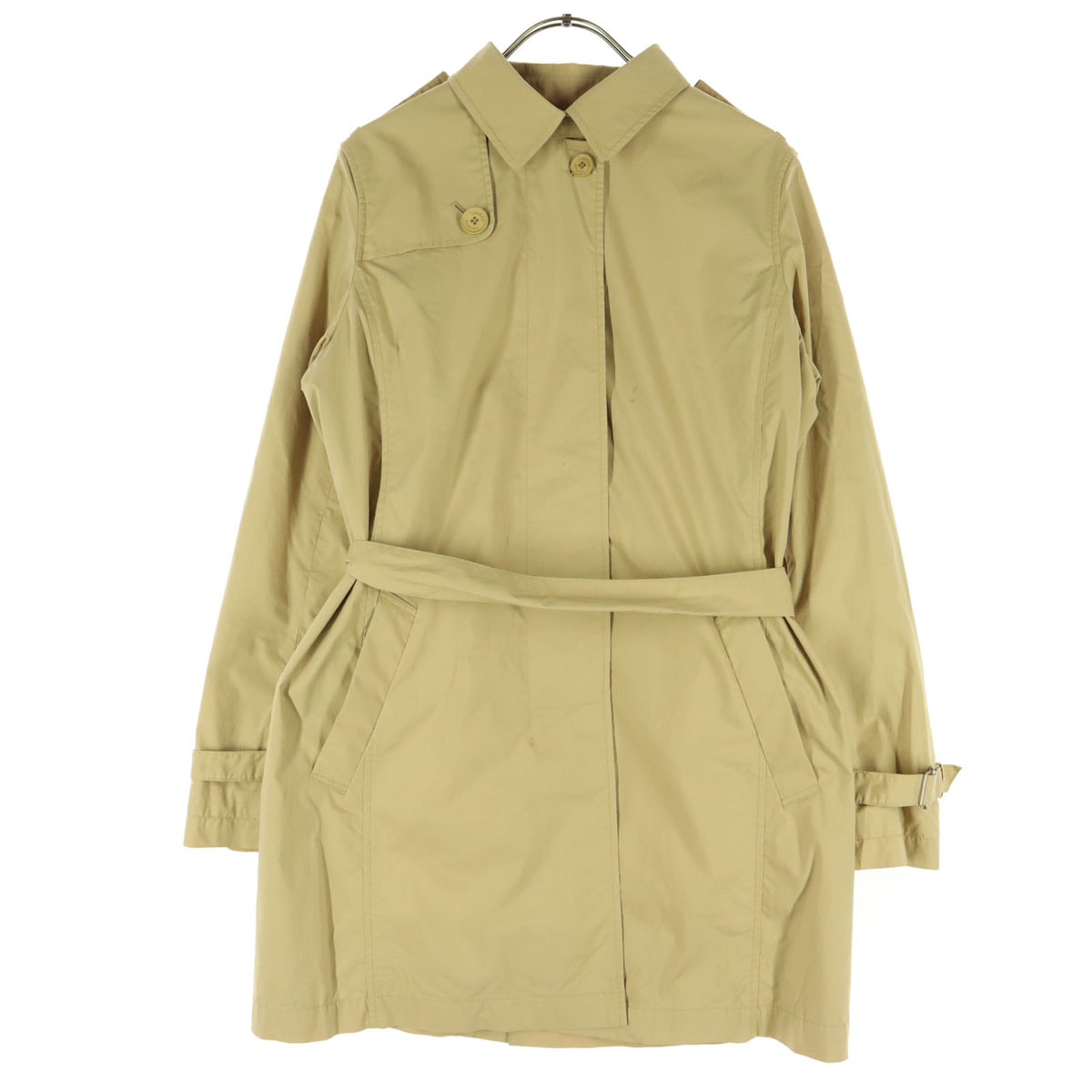 LACOSTE ラコステ 薄手 裏地無し ベルテッド ステンカラーコート 38 ベージュ