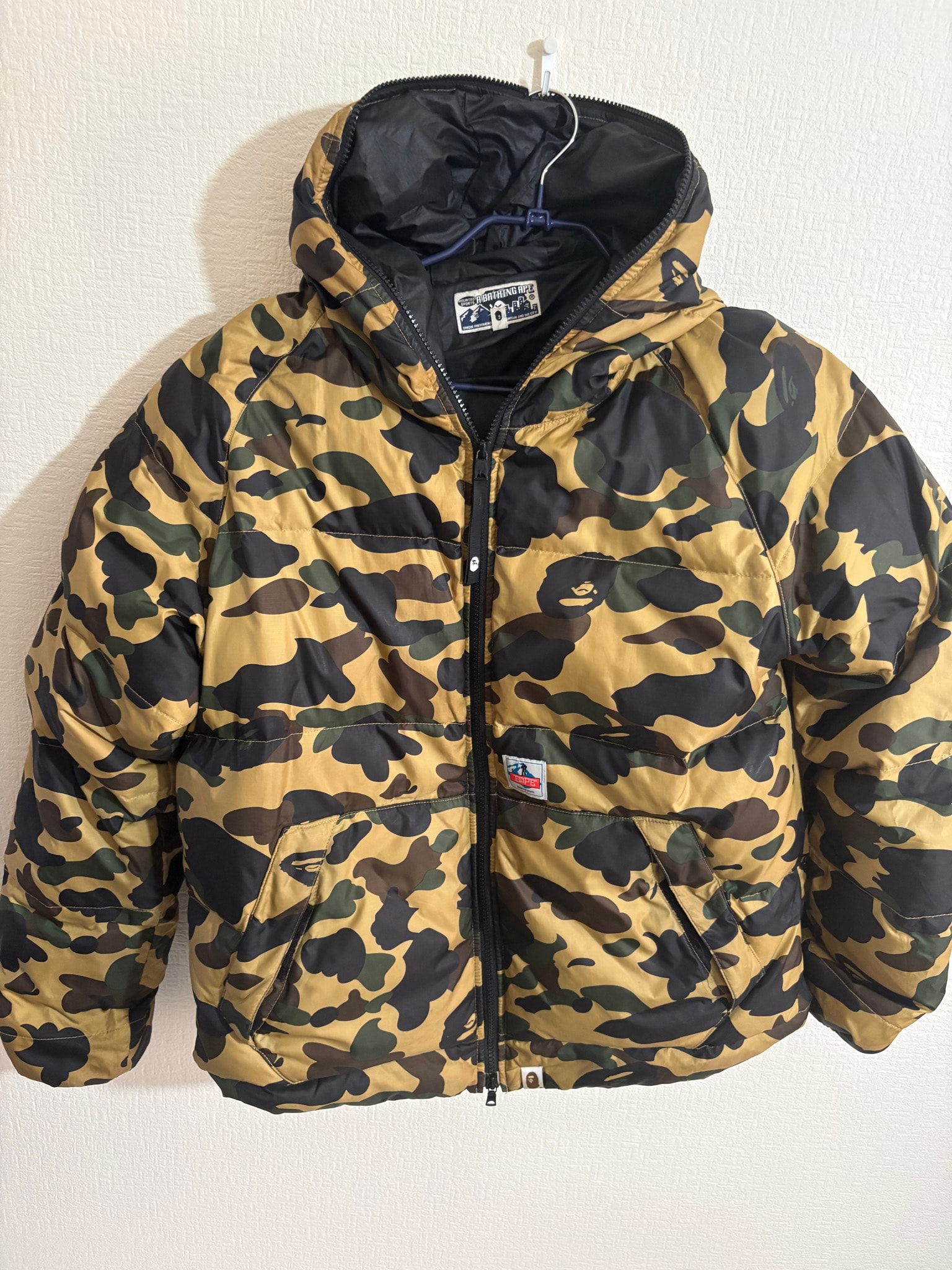 A BATHING APE ダウンジャケット BAPE 1st camo イエロー 迷彩 カモフラ