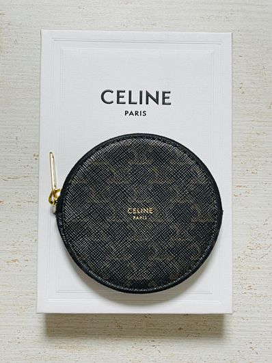 CELINE Coin Purse In Triomphe Canvas "Black"