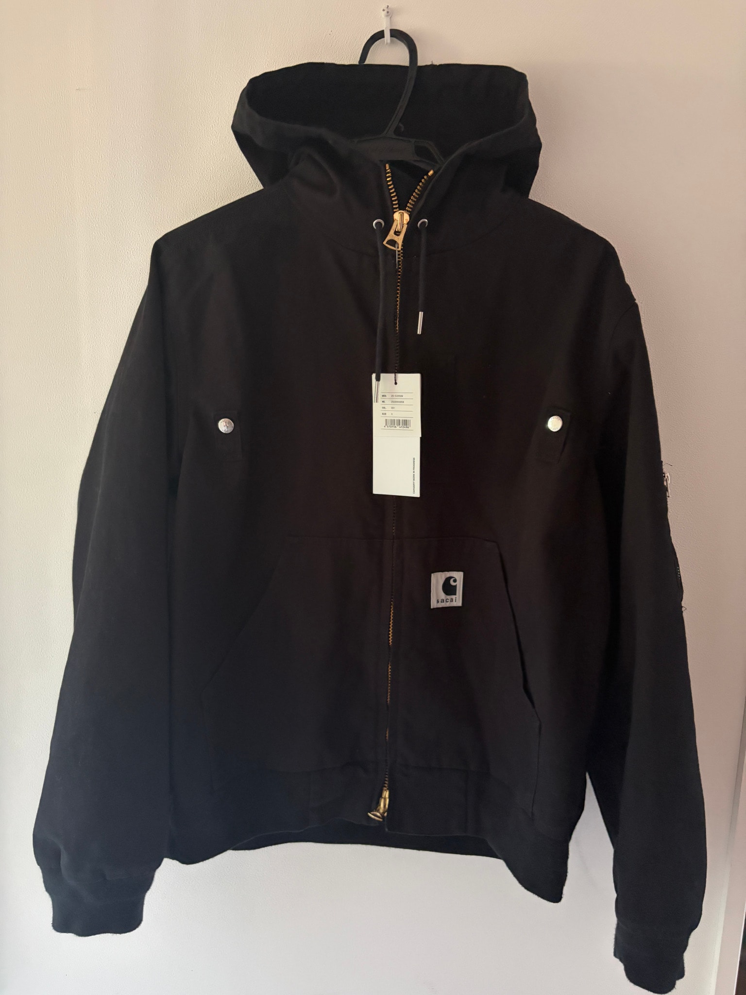 sacai x Carhartt WIP Washed Duck Hooded Blouson Mens "Black"