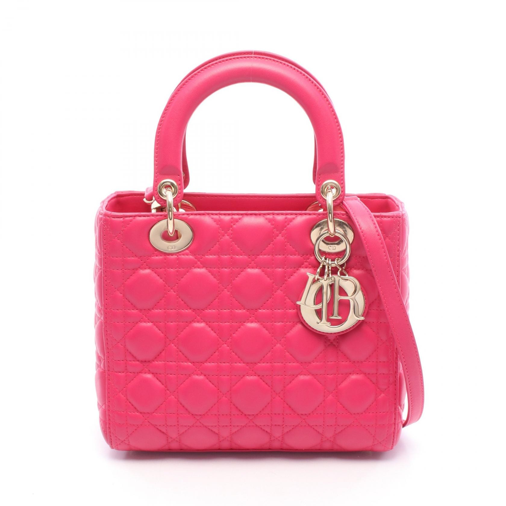 ディオール Dior LADY DIOR レディディオール 2WAY ハンドバッグ バッグ レザー レディース ピンク系 【中古】
