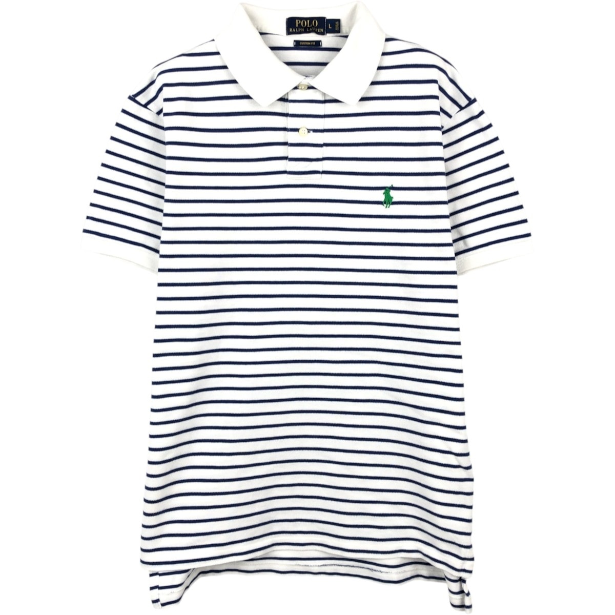 古着 ラルフローレン Ralph Lauren POLO RALPH LAUREN CUSTOM FIT ボーダー柄 半袖 ポロシャツ メンズL相当/eaa657042