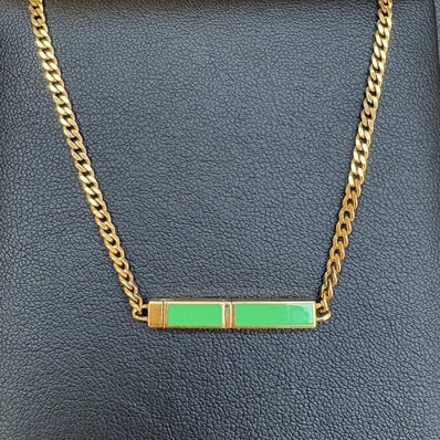 BOTTEGAVENETA ボッテガヴェネタ パラキート チェーン ネックレス 925 ネックレス 703420 VAHU4 シルバー925 ゴールド グリーン レディース【中古】