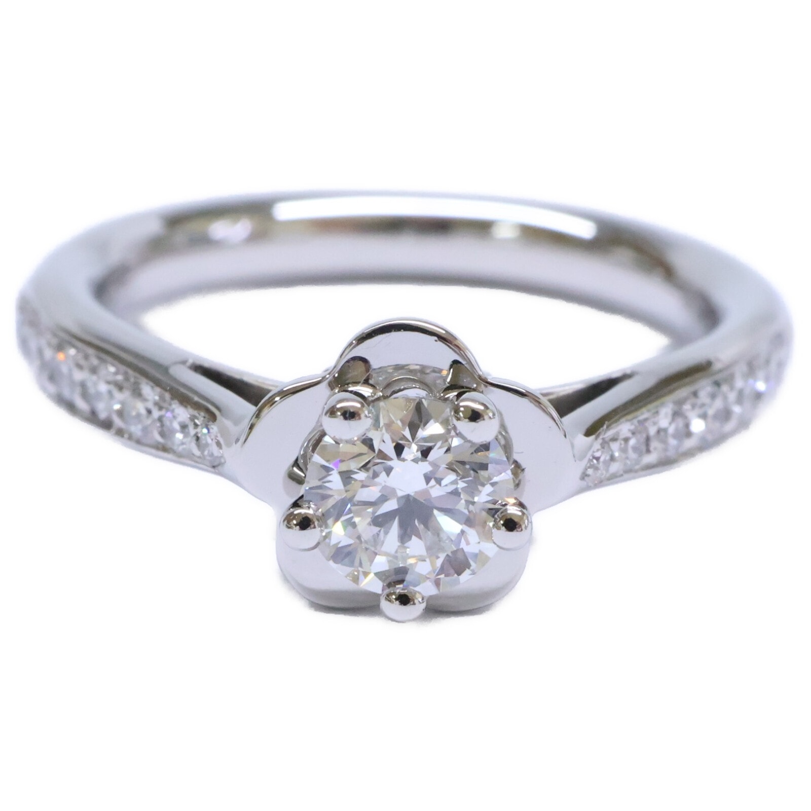 シャネル 新品仕上げ済み Pt950 CMLA Soli Pave 0.32ct カメリアハーフエタニティ 45