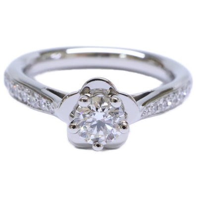 シャネル 新品仕上げ済み Pt950 CMLA Soli Pave 0.32ct カメリアハーフエタニティ 45