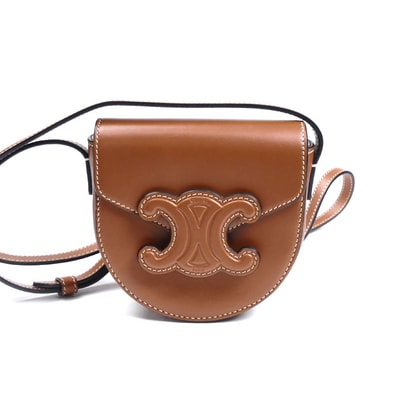 CELINE セリーヌ ミニ ブザス キュイル トリオンフ ショルダーバッグ タン 10J303DPQ4LU レディース【中古】