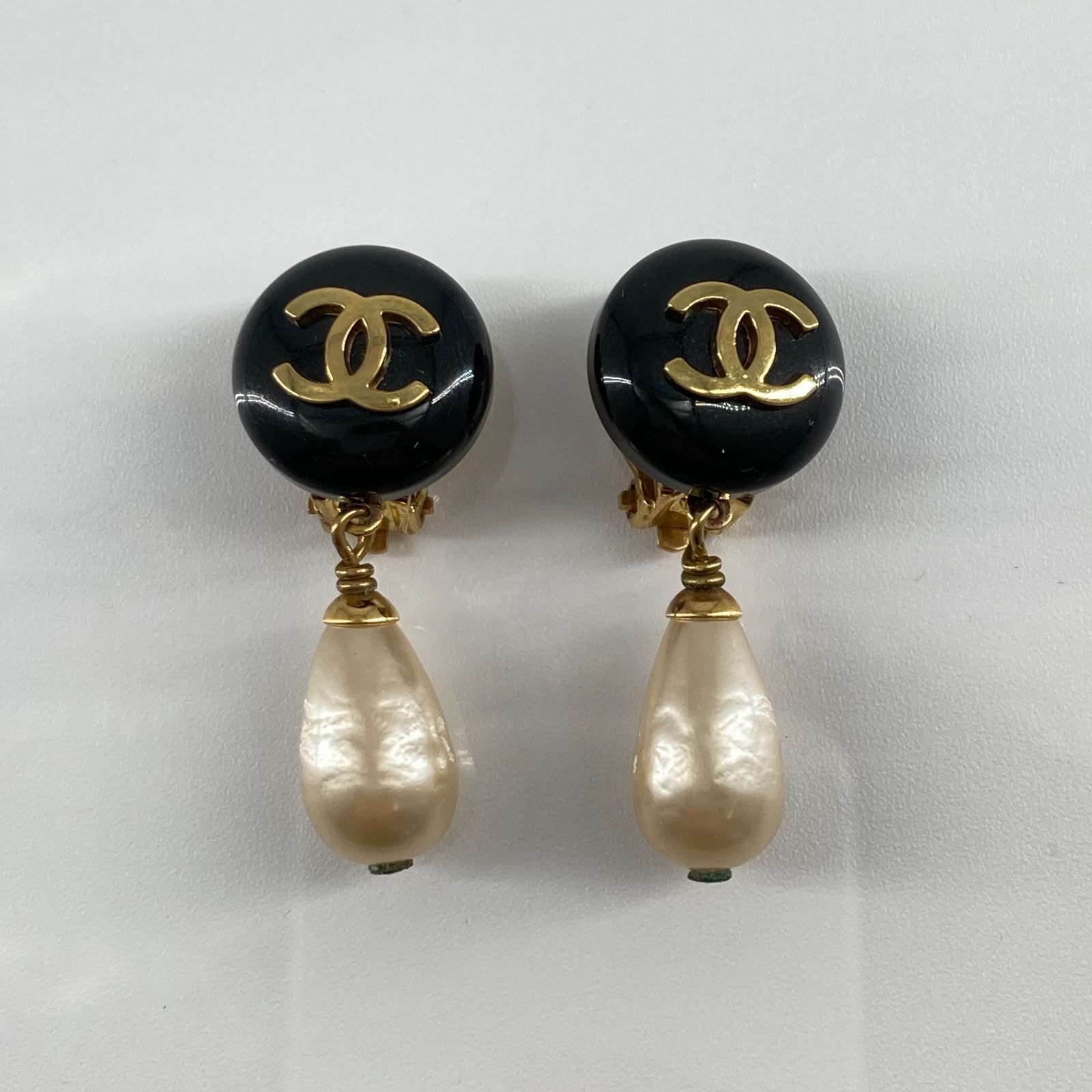 CHANEL(シャネル)ココマーク フェイクパール イヤリング ヴィンテージ 94・A ブラック