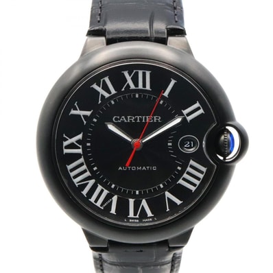 カルティエ CARTIER バロンブルー 42mm 腕時計 時計 SS(DLC加工) / 革 メンズ ブラック系 WSBB0015 【中古】