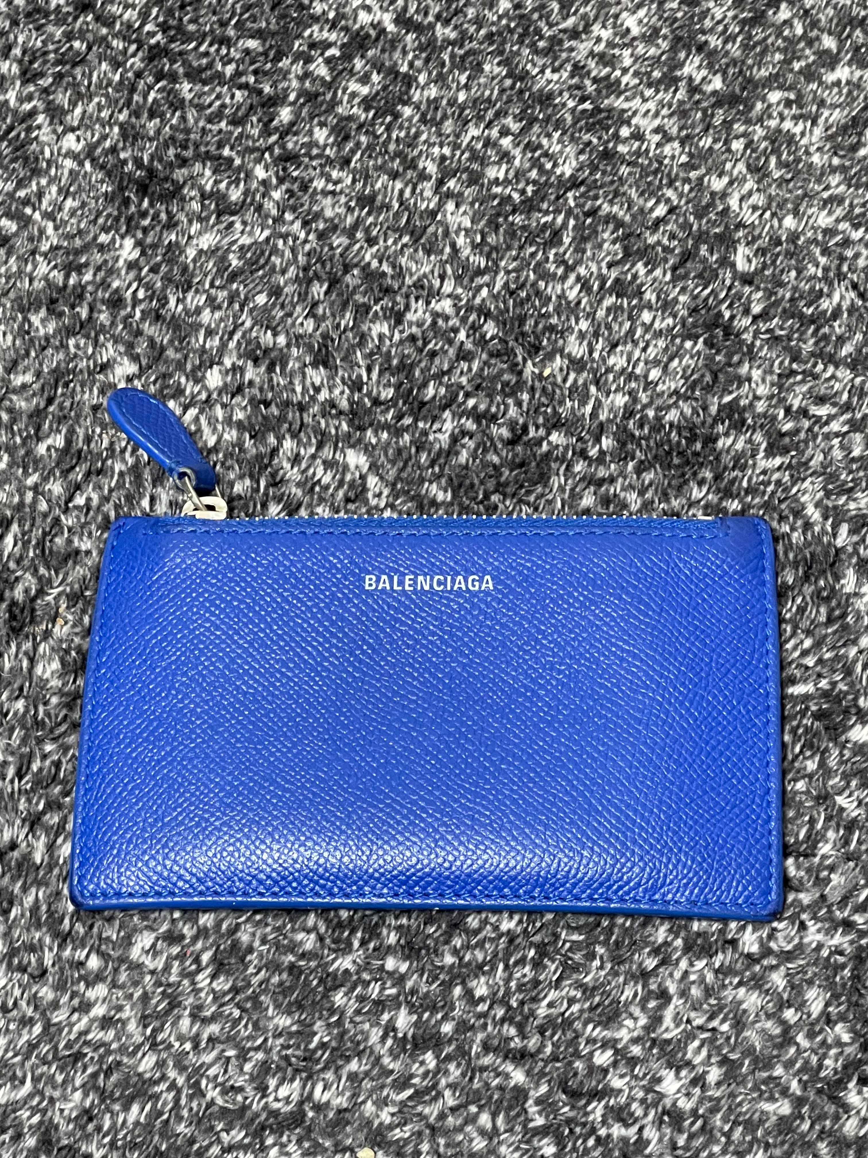 BALENCIAGA Men's Essential Long Coin And Card Holder "Blue"