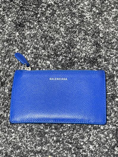 BALENCIAGA Men's Essential Long Coin And Card Holder "Blue"