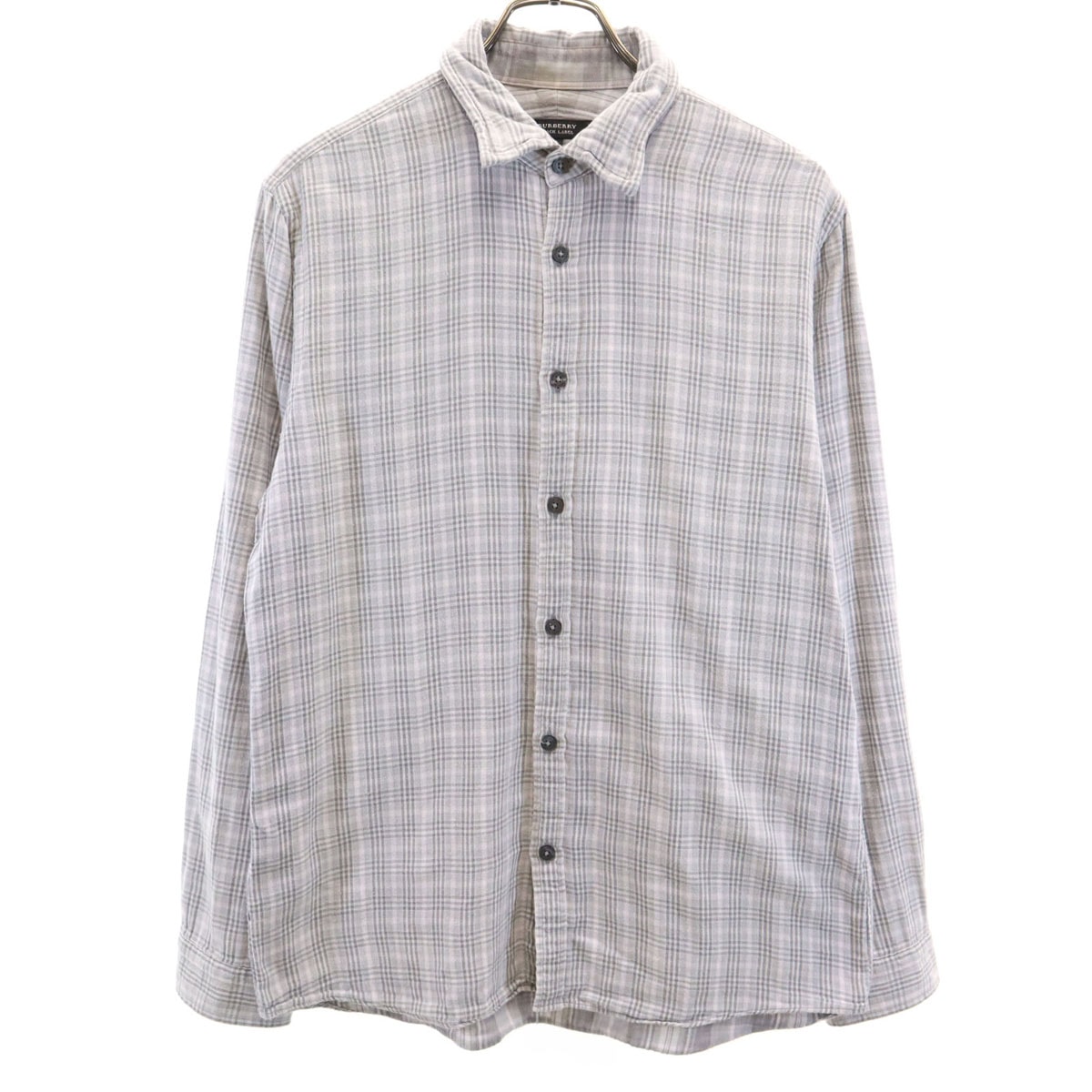 BURBERRY BLACK LABEL バーバリーブラックレーベル 三陽商会 チェック柄 長袖 シャツ 3 グレー