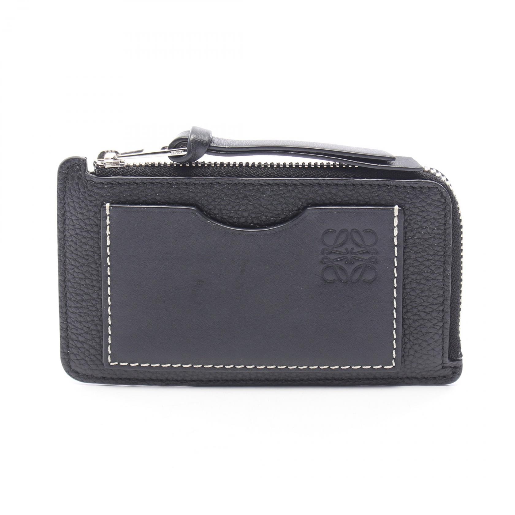 ロエベ LOEWE アナグラム コインカードホルダー コインケース 財布 レザー レディース ブラック系 C660Z40X07 【中古】