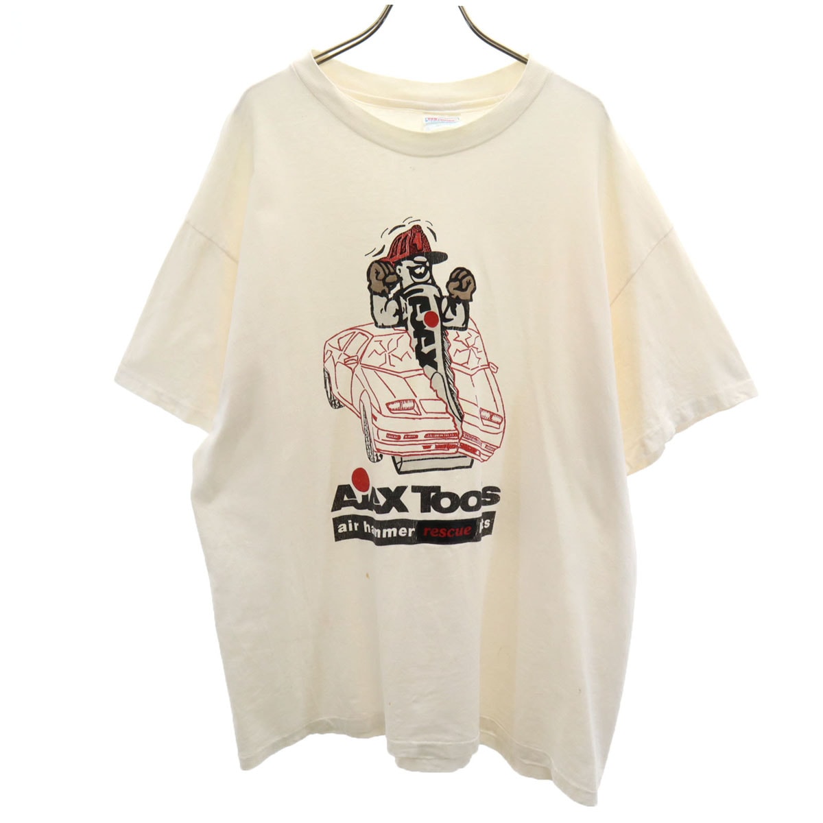 Hanes ヘインズ 90s USA製 オールド AJAX Tools 半袖 Tシャツ XL アイボリー シングルステッチ