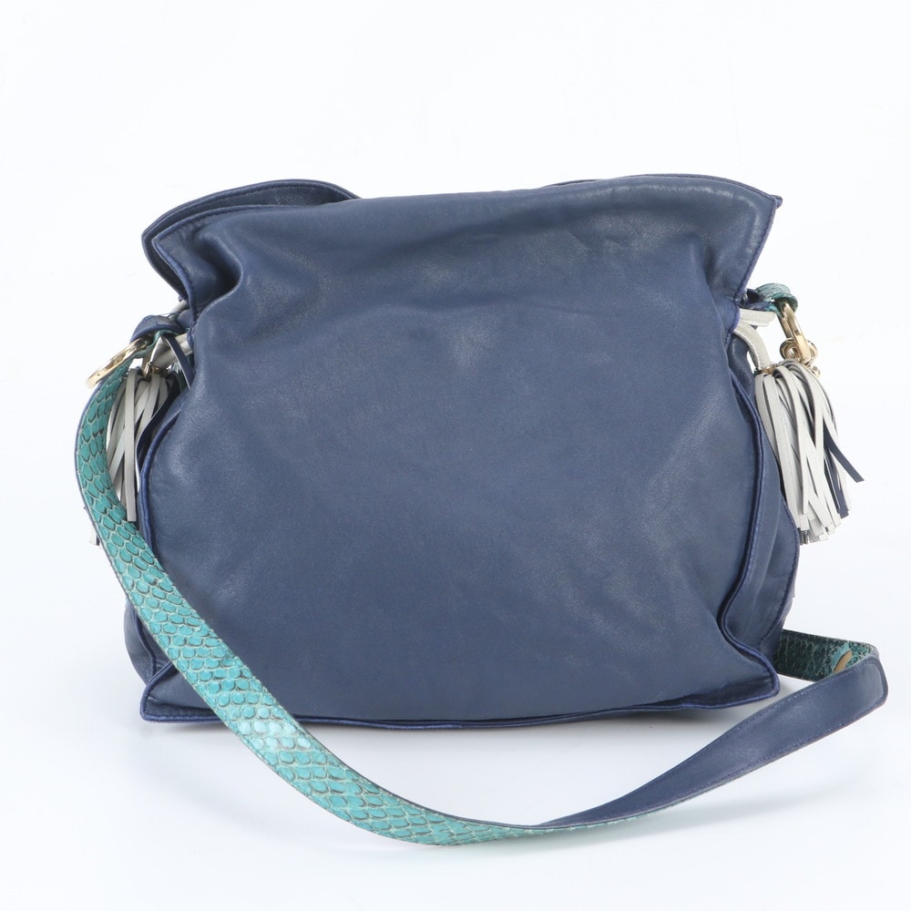 ■美品 ロエベフラメンコ 30 パイソンショルダーバッグ レザー