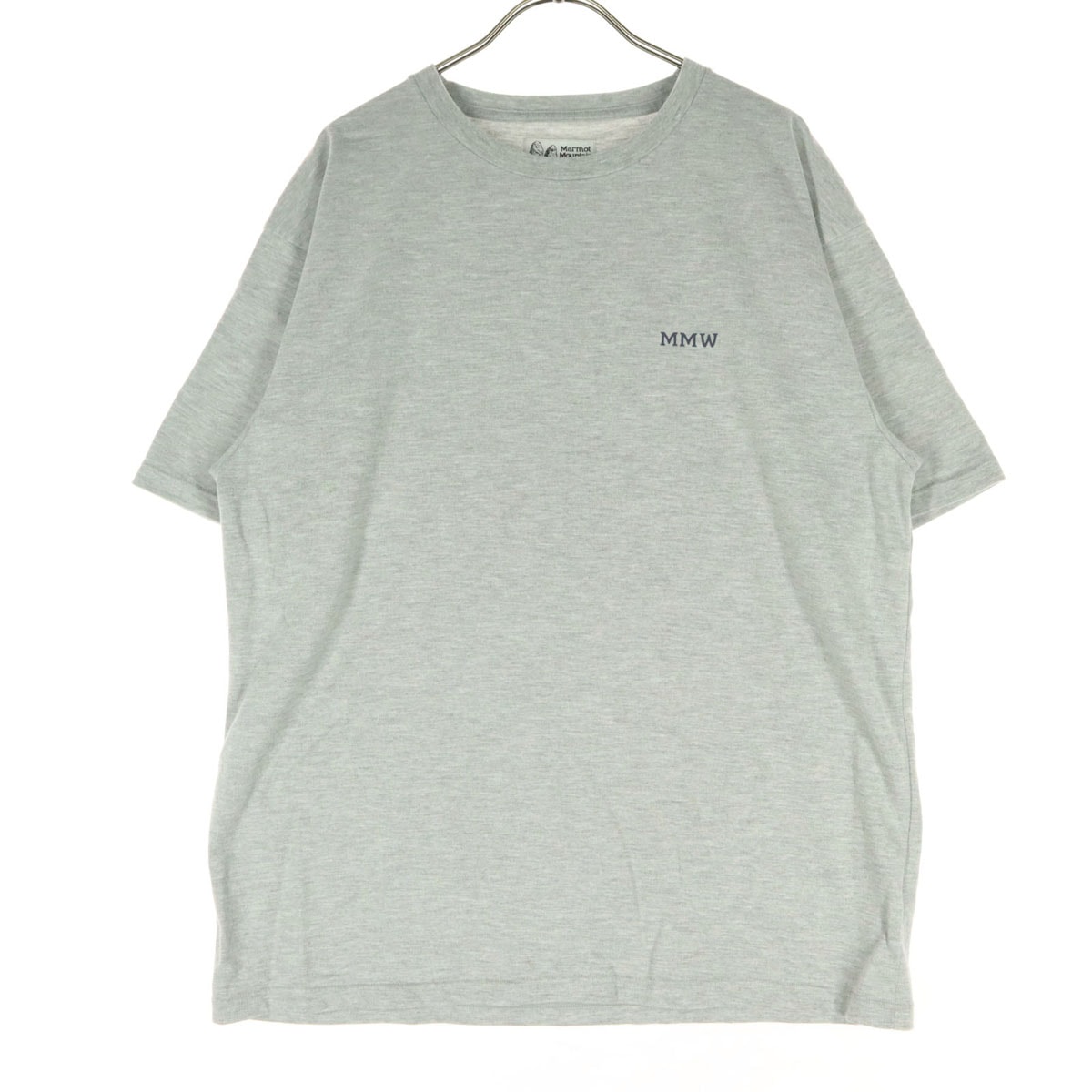 美品 MARMOT マーモット バックプリント 半袖 クルーネック Tシャツ L ライトグレー