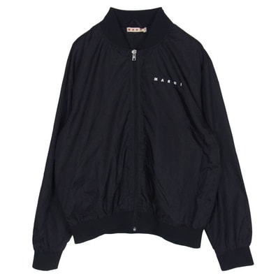 MARNI マルニ M01144 ナイロン ロゴ ジップアップ ブルゾン ジャケット キッズ ブラック系 14【中古】